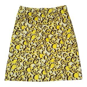 Doncaster Yellow Floral Print Cotton Stretch Skirt